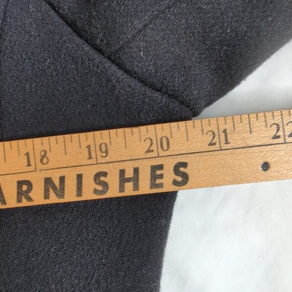 La Mode Super Women's Black Wool Trench Coat with Hood, Size 10-12 - Picture 7 of 8